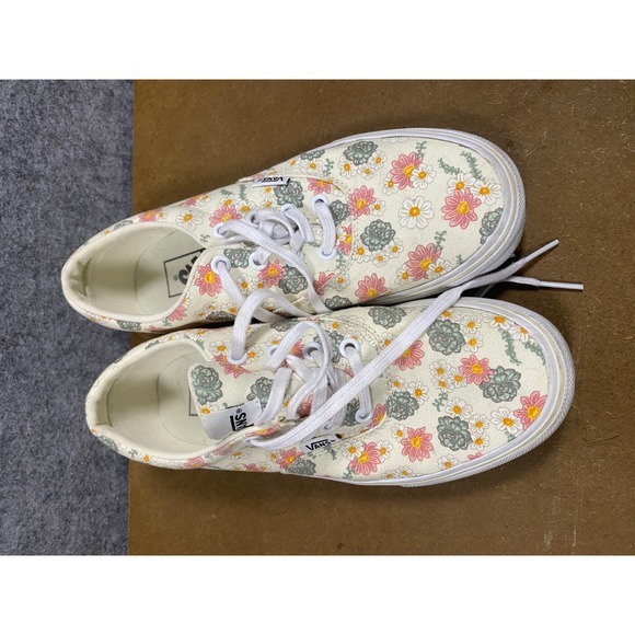 Vans Shoes - Vans Era Floral Succulent Print Canvas Low Top Sneakers Womens 7 Cream Pink